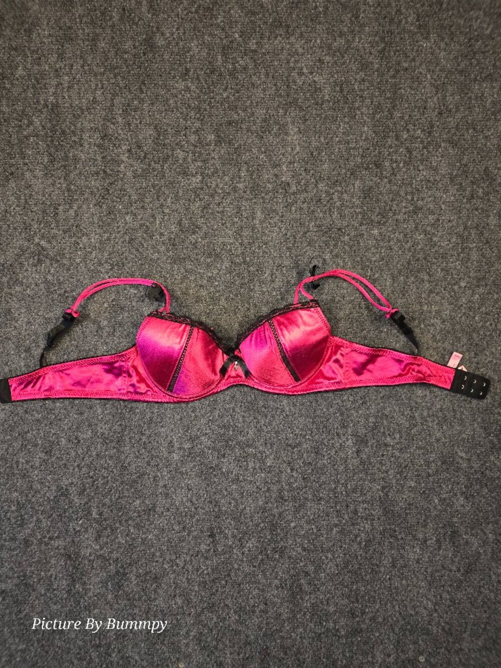 Tarea by Rue21 Red Satin & Black Lace Trim Push Up Bra 34B